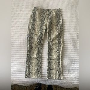 Faux leather cropped snake skin pants